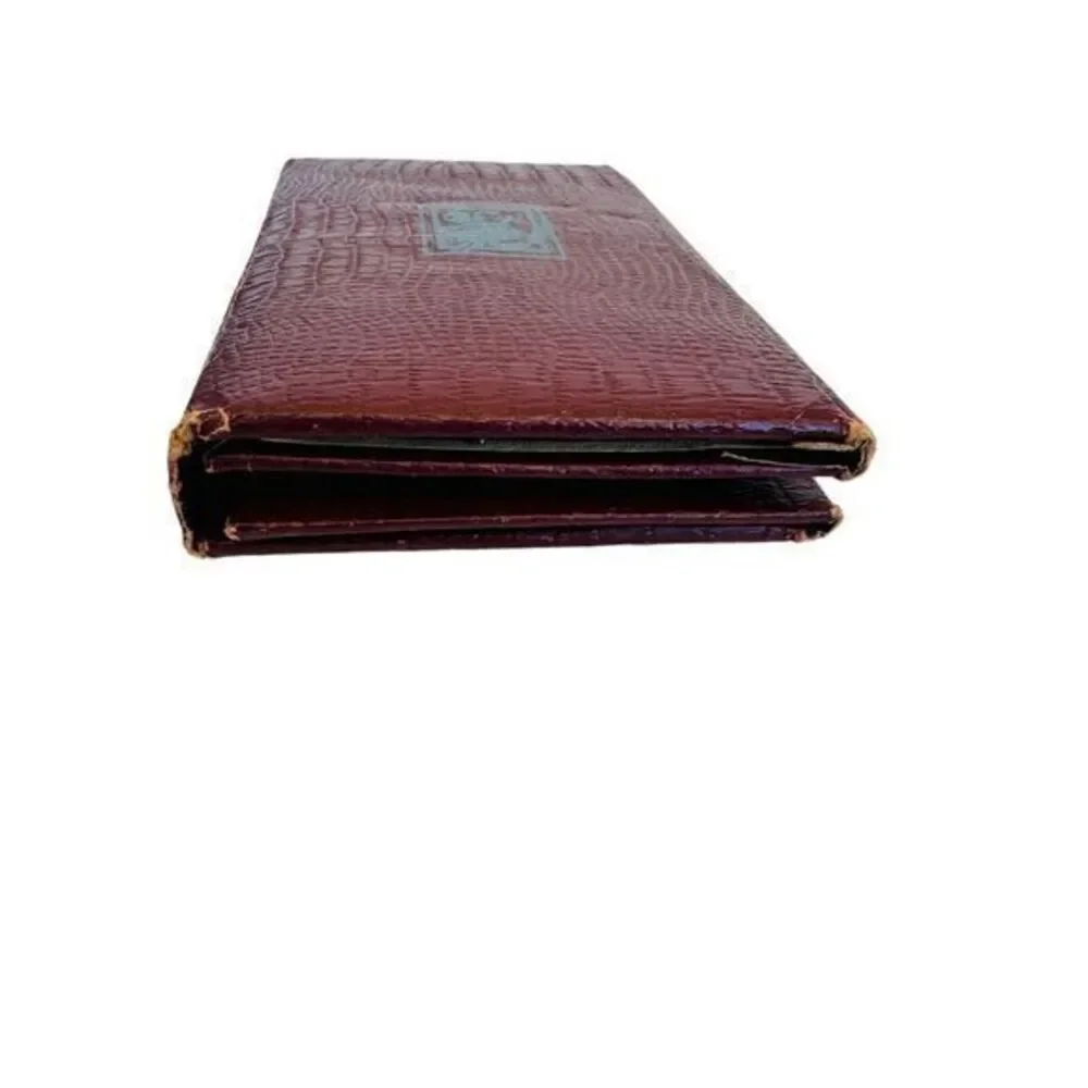 Antique Needle Booklet Double Folding Maroon With Blue Flowers‎ Czechoslovakia